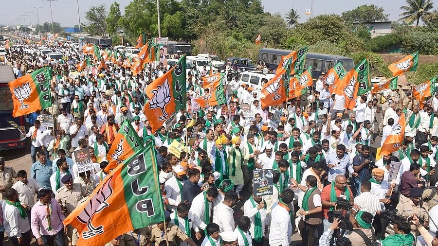 <div class="paragraphs"><p>Farmers’ rally organised by the BJP to protest against the Congress government for its anti-farmer policies here.</p></div>