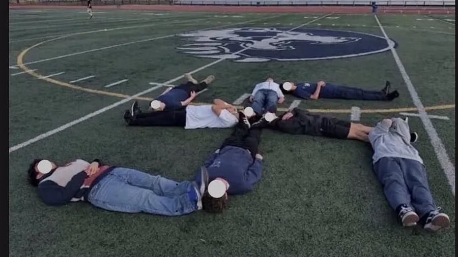 <div class="paragraphs"><p>California students forming 'human swastika'.</p></div>