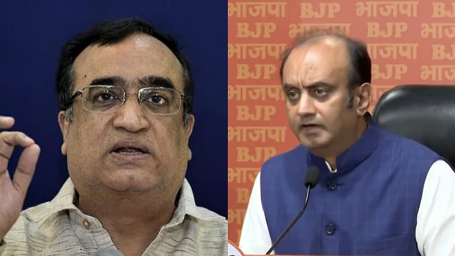 <div class="paragraphs"><p>All India Congress Committee Treasurer Ajay Maken and BJP MP Sudhanshu Trivedi.</p></div>