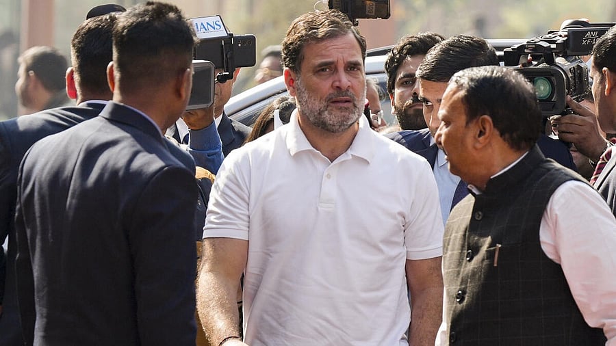 <div class="paragraphs"><p>Leader of Opposition in the Lok Sabha Rahul Gandhi, centre, during the Winter session of Parliament, in New Delhi.</p></div>