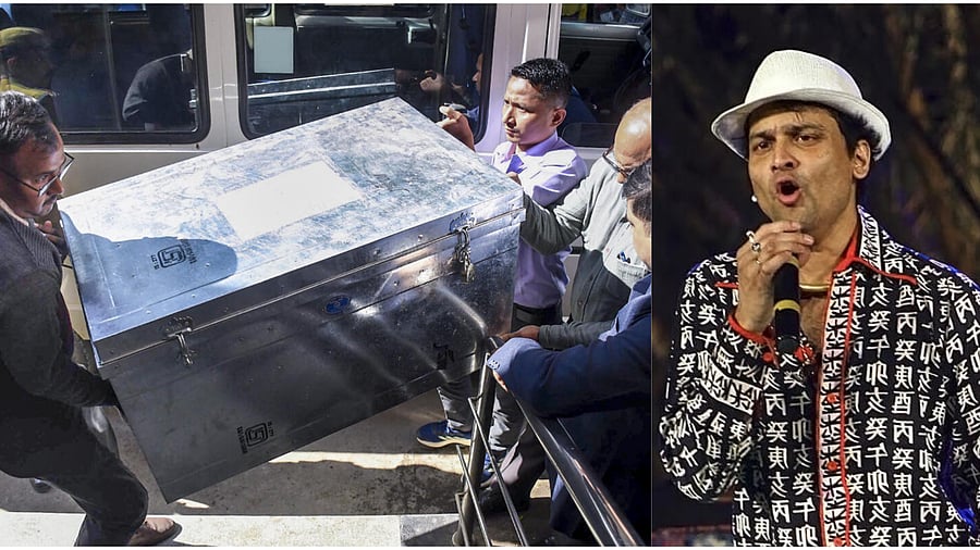 <div class="paragraphs"><p>Special Investigation Team officials carrying a trunk that contains statements from nearly 300 individuals related to the Zubeen Garg (R) death case arriving at a court in Guwahati on Friday.</p></div>