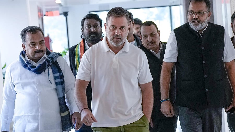 <div class="paragraphs"><p>Leader of the Opposition in the Lok Sabha Rahul Gandhi arriving for a meeting of Congress Lok Sabha members, in New Delhi on Friday. </p></div>