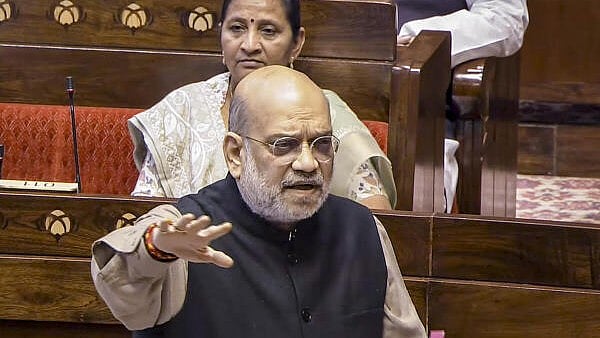 <div class="paragraphs"><p>Union Home Minister Amit Shah speaks during a debate on Vande Mataram in the Rajya Sabha at the Winter session of Parliament, in New Delhi.</p></div>