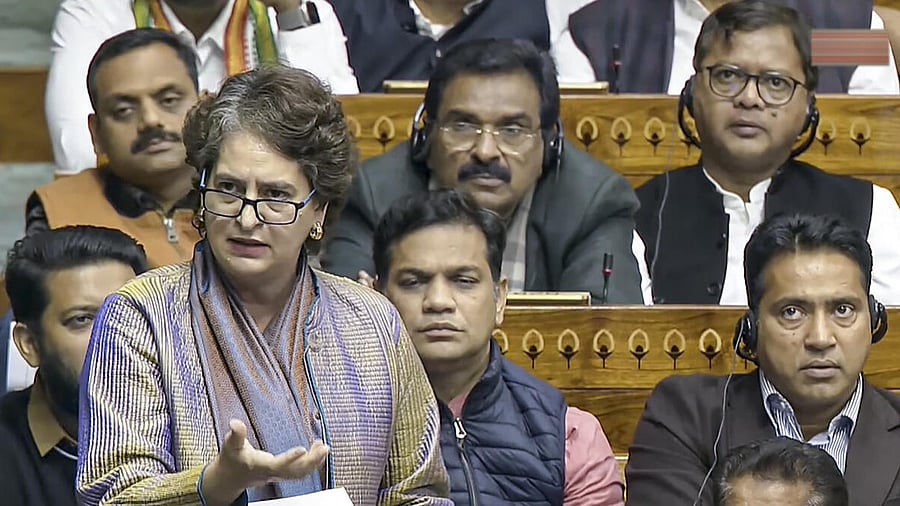 <div class="paragraphs"><p>New Delhi: Congress MP Priyanka Gandhi Vadra speaks in the Lok Sabha during the Winter session of Parliament, in New Delhi, Tuesday, Dec. 16, 2025.</p></div>