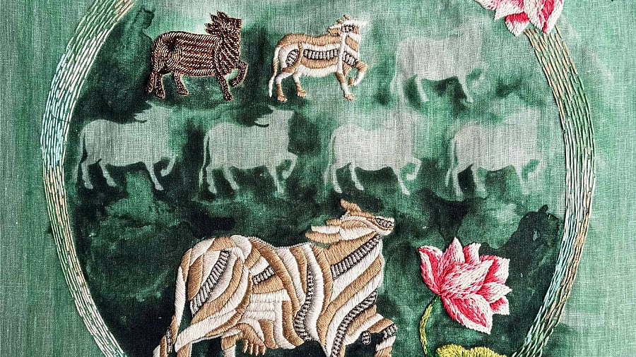 In ‘The Heritage series’, the artist depicts cows and bulls.