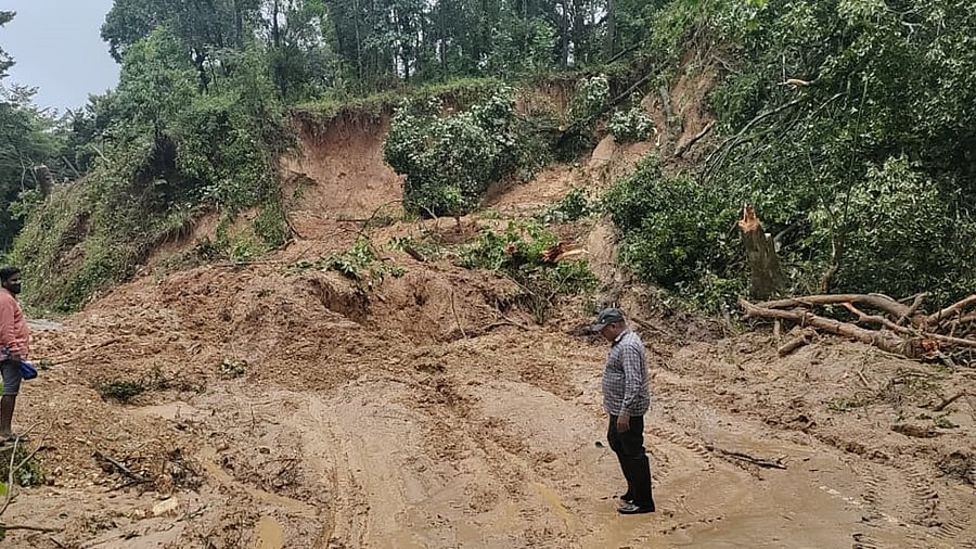 A file photo of a landslide in Kodagu. The CAG report noted that the number of landslides significantly increased since 2016, adding that Dakshina Kannada and Kodagu districts were the most vulnerable and severely affected by landslides since 2018.