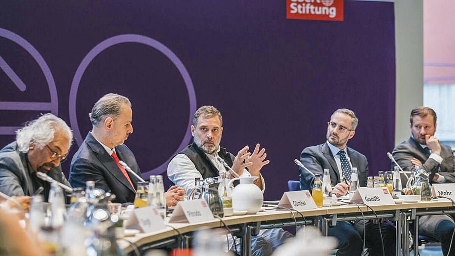 <div class="paragraphs"><p>In this image posted on Dec. 19, 2025, LoP in the Lok Sabha Rahul Gandhi during a meeting with German think tanks on India's trajectory in a rapidly changing global landscape, in Germany.</p></div>