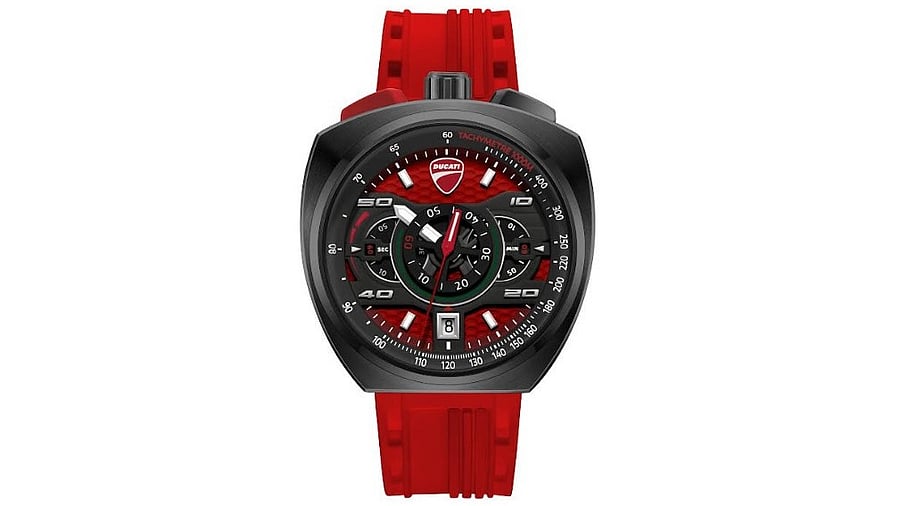 <div class="paragraphs"><p>Titan's Ducati Watch Collection--Tonneau Sport Chronograph series.</p></div>