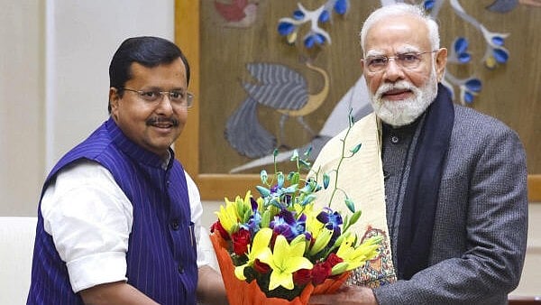 <div class="paragraphs"><p>Prime Minister Narendra Modi during a meeting with BJP National Working President Nitin Nabin.</p></div>