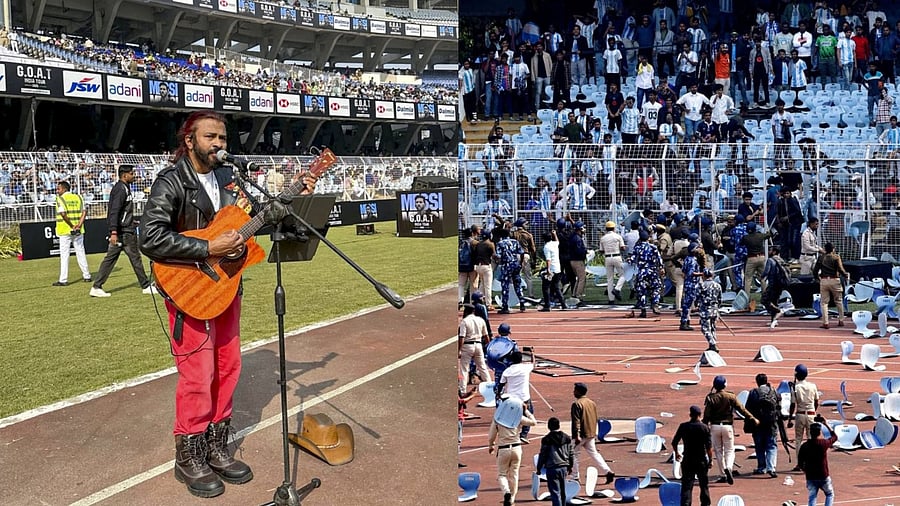 <div class="paragraphs"><p>London-based Indian singer Charles Antony and a view of police and security clash with fans after Argentine soccer star Lionel Messi left the stadium in Kolkata.</p></div>