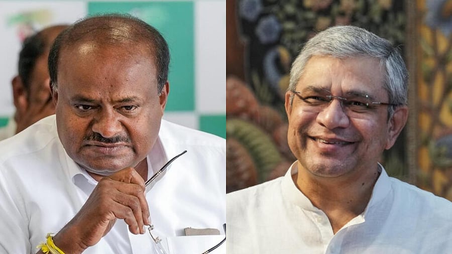 <div class="paragraphs"><p>Union Minister for Heavy Industries and Steel H D Kumarswamy (L) and Union Minister for Information and Broadcasting Ashwini Vaishnaw (R).</p></div>