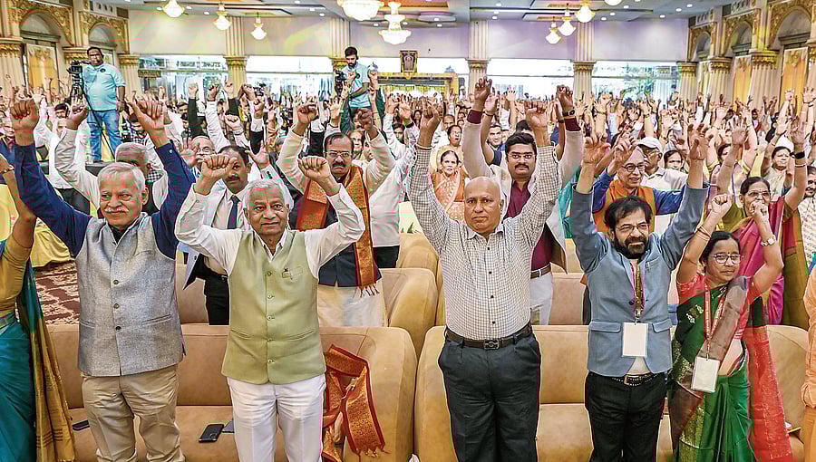 <div class="paragraphs"><p>Participants do an exercise at the inauguration of the four-day second world Ayurveda summit at Palace Grounds in Bengaluru on Thursday. </p></div>