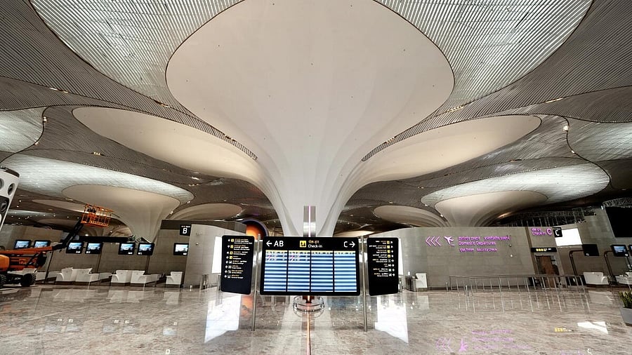<div class="paragraphs"><p>Interiors of the newly-constructed Navi Mumbai International Airport (NMIA) ahead of the inauguration of its first phase, in Navi Mumbai.</p></div>