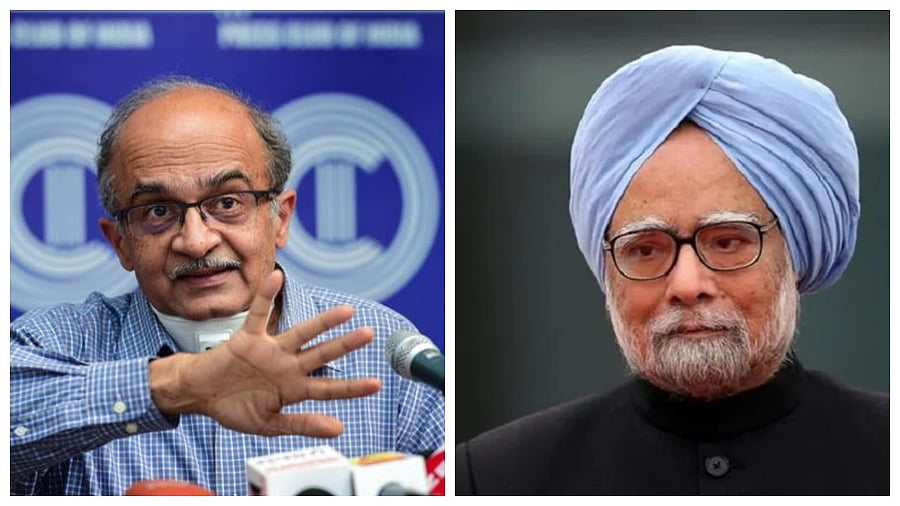 <div class="paragraphs"><p>Prashant Bhushan (L) and former Prime Minister Manmohan Singh.&nbsp;</p></div>