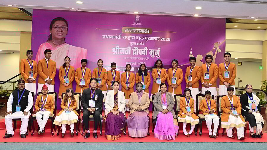 <div class="paragraphs"><p>Recipients of teh&nbsp;Pradhan Mantri Rashtriya Bal Puraskar.&nbsp;</p></div>