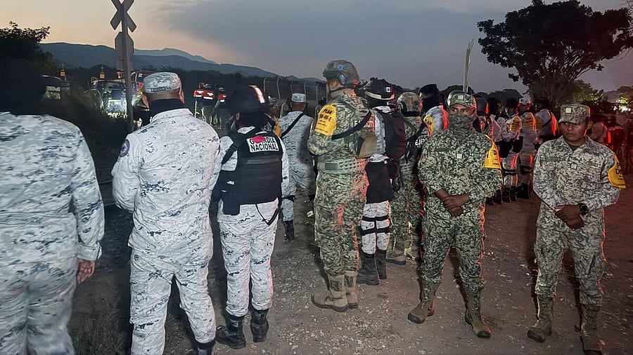 <div class="paragraphs"><p>Authorities work at the site of train derailment on the Interoceanic Corridor of the Isthmus of Tehuantepec, a railway line connecting Mexico's Pacific and Gulf coasts, where several passengers were killed and injured near Nizanda, Oaxaca state, Mexico, December, 28, 2025.</p></div>