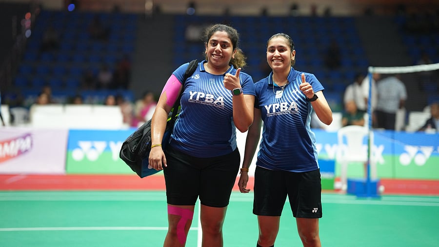 Ashwini Bhat K (left) and Shikha Gautam became Karnataka’s only women’s doubles pair to win the Senior National Championships’ title in Vijaywada on Sunday.