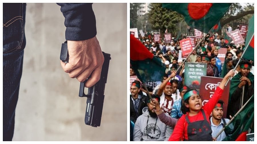 <div class="paragraphs"><p>Representational image for a gun (L), protests in Bangladesh. </p></div>