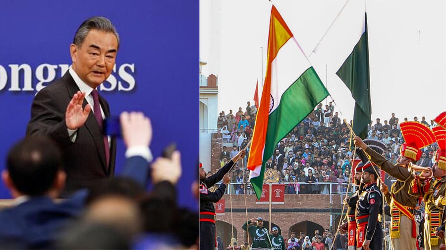 <div class="paragraphs"><p>A collage of&nbsp;Chinese Foreign Minister&nbsp;Wang&nbsp;Yi and the beating retreat at Wagah border</p></div>