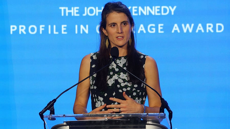 <div class="paragraphs"><p>Tatiana Schlossberg, granddaughter of former U.S. President John F. Kennedy, speaks at the 2023 Profile in Courage Award ceremony at the John F. Kennedy Library in Boston, Massachusetts.</p></div>
