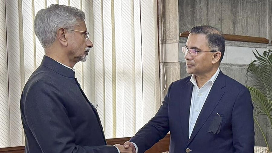 <div class="paragraphs"><p>In this image posted on Dec. 31, 2025, External Affairs Minister S Jaishankar, left, with Acting Chairman of BNP and son of former PM of Bangladesh Begum Khaleda Zia Tarique Rahman during his visit for the funeral of former prime minister Khaleda Zia, in Bangladesh.</p></div>