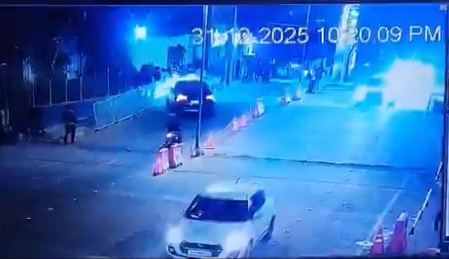 CCTV footage shows the SUV hit an iron barricade on the footpath before ploughing into pedestrians.
