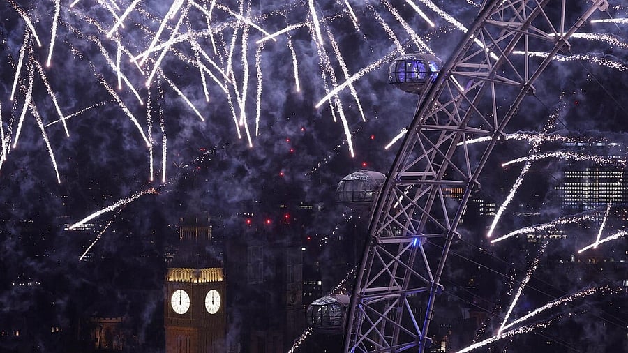 <div class="paragraphs"><p>Fireworks over the Elizabeth Tower, commonly referred to as Big Ben, in the background, and the London Eye Ferris wheel, to mark the New Year's celebrations, in London, Britain, January 1, 2026.</p></div>