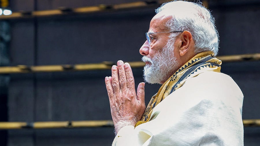 <div class="paragraphs"><p>Prime Minister Narendra Modi during his visit at Guruvayur Temple, in Guruvayur, Thrissur district, Kerala.</p></div>