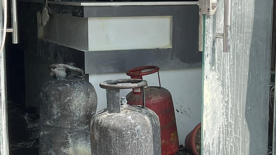 On Monday the day of the cylinder blast there were two commercial cylinders and one domestic cylinder available on the premises — all placed on the ground floor. Dh Photo/Asra Mavad