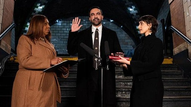 <div class="paragraphs"><p>Zohran Mamdani is sworn in as mayor of New York City at Old City Hall Station, New York, US.</p></div>