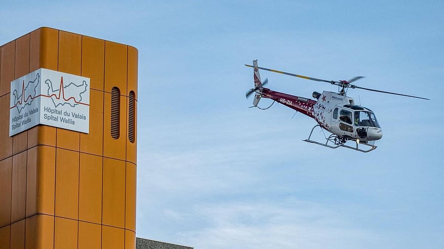 <div class="paragraphs"><p>A Swiss Air-Ambulance helicopter leaves Hospital du Valais, where the victims are received following a fire and an explosion in the "Le Constellation" bar, during a New Year’s Eve party, according to Swiss police.</p></div>