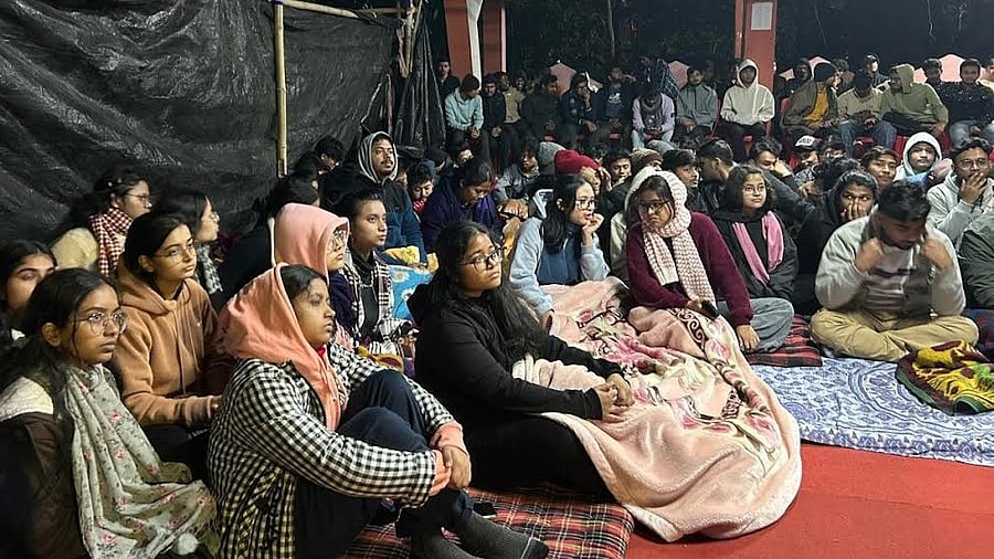 <div class="paragraphs"><p>Students of Tezpur University on agitation in the campus.  </p></div>
