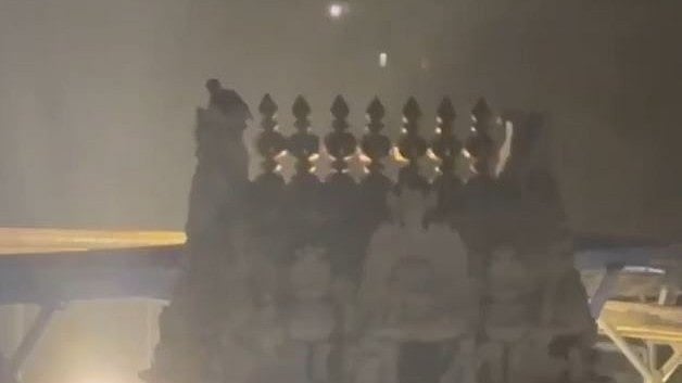 <div class="paragraphs"><p>A screengrab from the video which showed the man on top of the gopuram.</p></div>