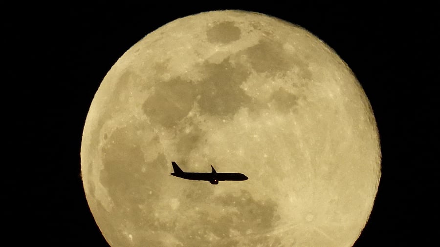 <div class="paragraphs"><p>An airbus A321-271NX aircraft crosses the supermoon known as the Wolf Moon, in Aguimes on the island of Gran Canaria.</p></div>