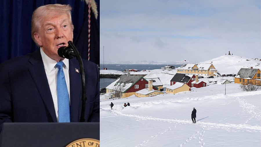 <div class="paragraphs"><p>US President Donald Trump and (R) a file photo of&nbsp;Greenland capital&nbsp;Nuuk.</p></div>