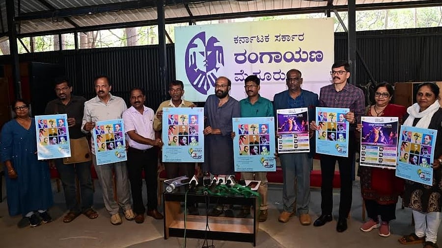 <div class="paragraphs"><p>Dignitaries release the poster of Bahuroopi National Theatre Festival of Rangayana in Mysuru on Wednesday. </p></div>