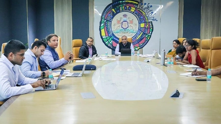 IT/BT Minister Priyank Kharge at a review meeting in Bengaluru on Wednesday