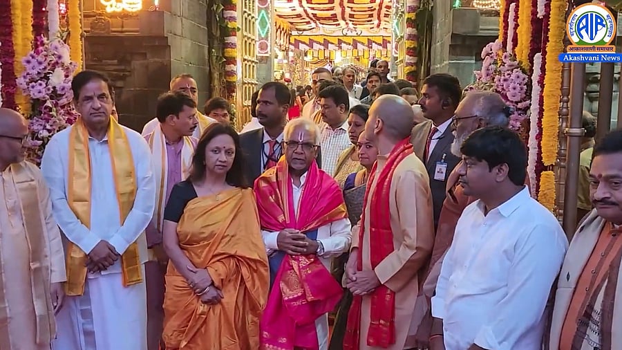 <div class="paragraphs"><p>Dharambeer along with his wife was in Tirumala on Wednesday. </p></div>