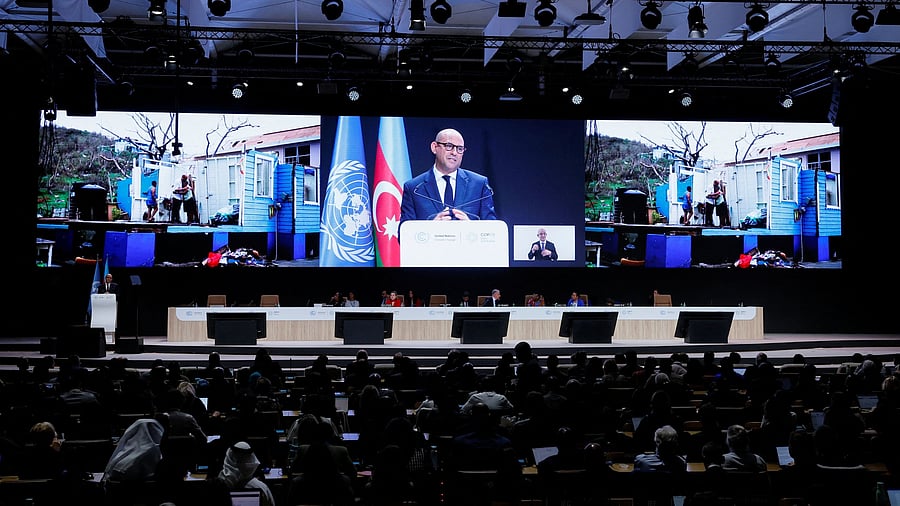 <div class="paragraphs"><p>Simon Stiell, Executive Secretary of UNFCCC, speaks at the United Nations climate change conference COP29 opening in Baku.</p></div>