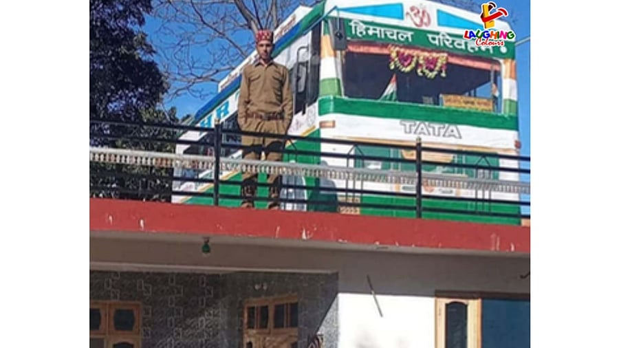 <div class="paragraphs"><p>The driver, Shridhar, who joined HRTC in 2016, built a structure resembling the bus on his roof using wood and tin, which has been painted and designed to resemble a real bus.</p></div>