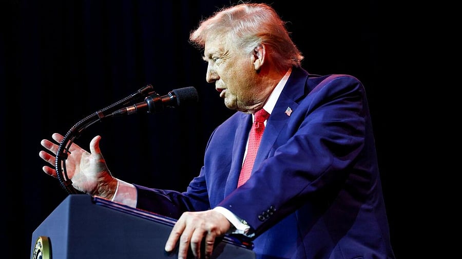 <div class="paragraphs"><p>US President Donald Trump addresses House Republicans at their annual issues conference retreat, at the Kennedy Center, renamed the Trump-Kennedy Center by the Trump-appointed board of directors, in Washington, DC, US.</p></div>