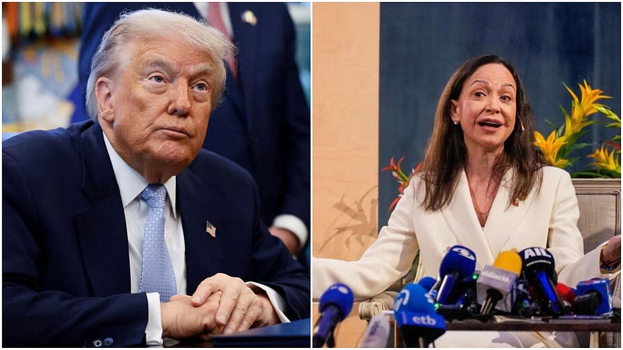 <div class="paragraphs"><p>US President Donald Trump (L), Venezuelan opposition leader Maria Corina Machado.</p></div>