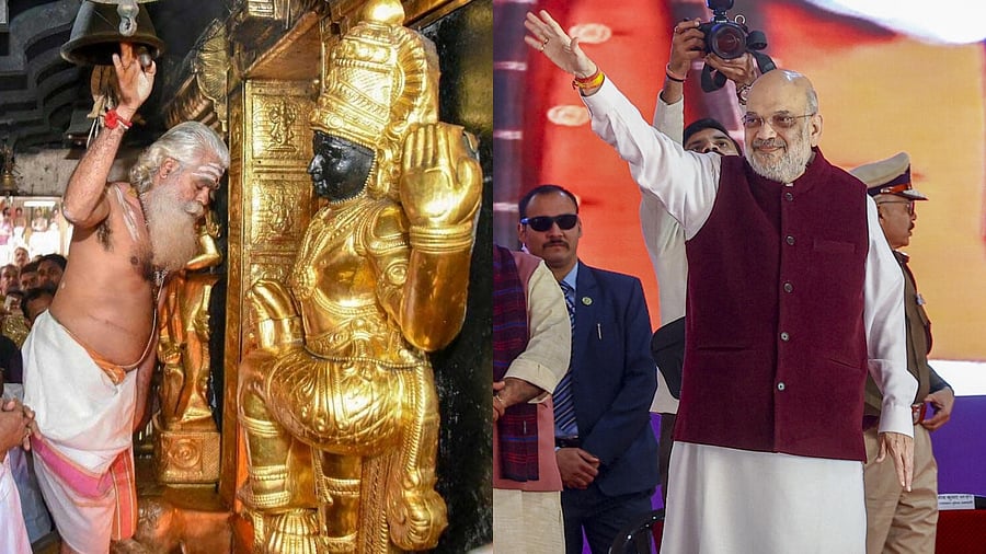 <div class="paragraphs"><p>Sabarimala Temple and Union Home Minister Amit Shah.</p></div>