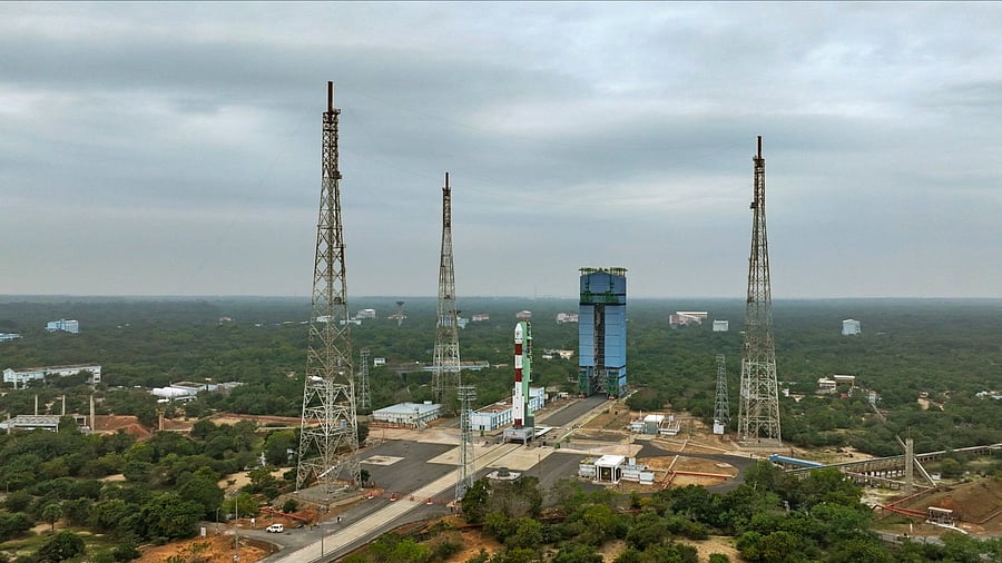 <div class="paragraphs"><p> PSLV-C62 rocket, carrying an earth observation satellite along with 14 other co-passenger satellites into orbit, at the launch pad </p></div>