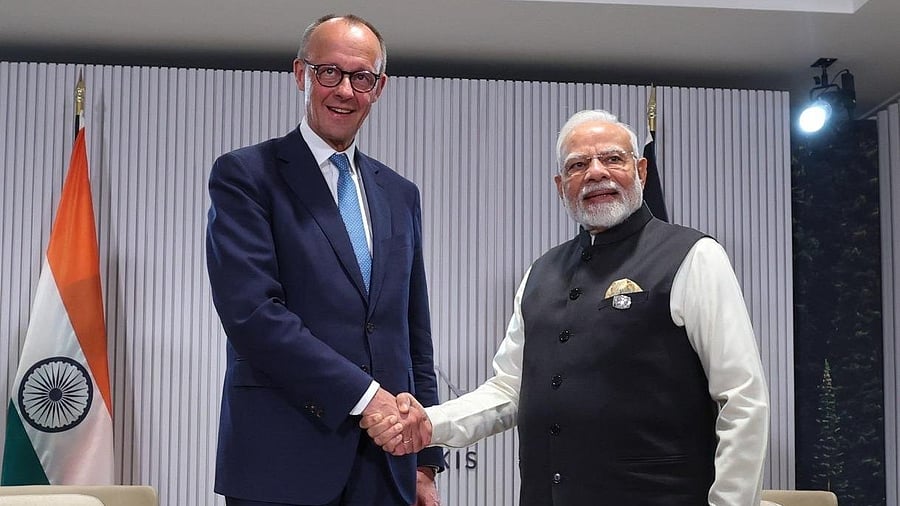 <div class="paragraphs"><p>Prime Minister Narendra Modi (R) and German Chancellor Friedrich Merz.</p></div>