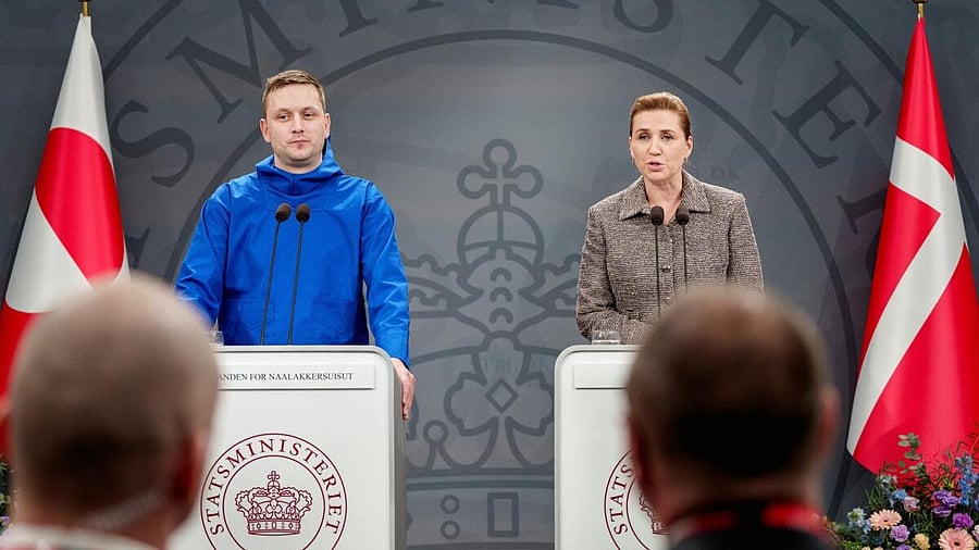 <div class="paragraphs"><p>Chairman of the Naalakkersuisut, Greenland's Prime Minister, Jens-Frederik Nielsen and Denmark's Prime Minister Mette Frederiksen give a statement on the current situation at a press conference in the Hall of Mirrors at the Prime Minister's Office in Copenhagen, Denmark January 13, 2026.</p></div>