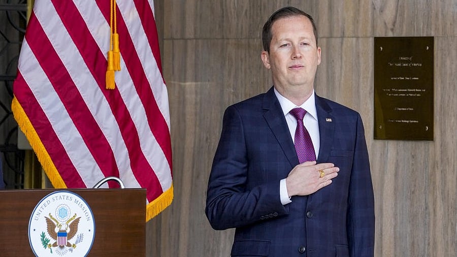 <div class="paragraphs"><p> Newly appointed United States Ambassador to India Sergio Gor during a press conference upon his arrival at the US Embassy, in New Delhi.</p></div>