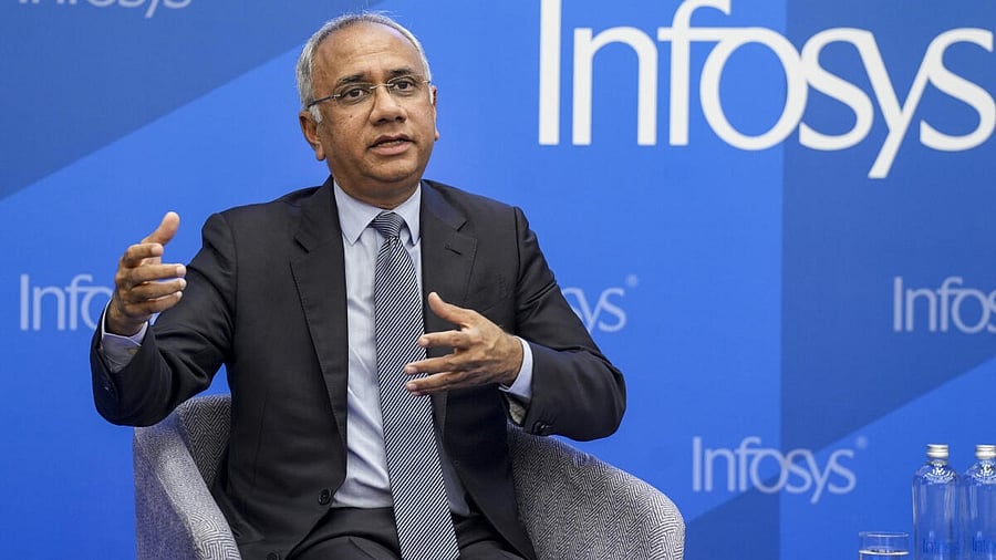 <div class="paragraphs"><p>Infosys CEO Salil Parekh during announcement of the company's third quarter financial results, in Bengaluru, Wednesday, Jan. 14, 2026.</p></div>