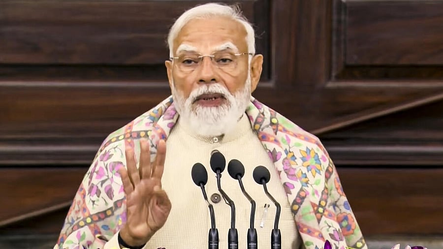 <div class="paragraphs"><p>Prime Minister Narendra Modi addresses the 28th Conference of Speakers and Presiding Officers of Commonwealth Countries (CSPOC), at the Parliament House Complex, in New Delhi.</p></div>