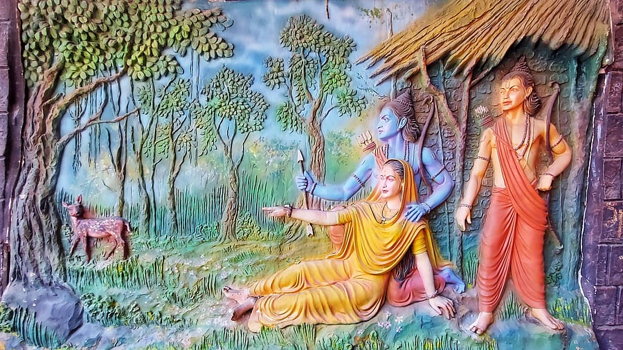 <div class="paragraphs"><p>Though&nbsp;Sita remains utterly faithful to her husband, her reputation is tarnished by her abduction by a demon king.</p></div>